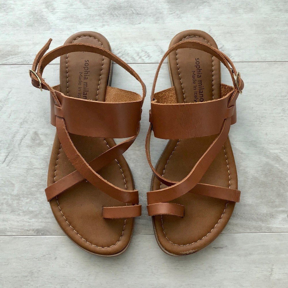 Sophia Milano Brown Leather Sandals